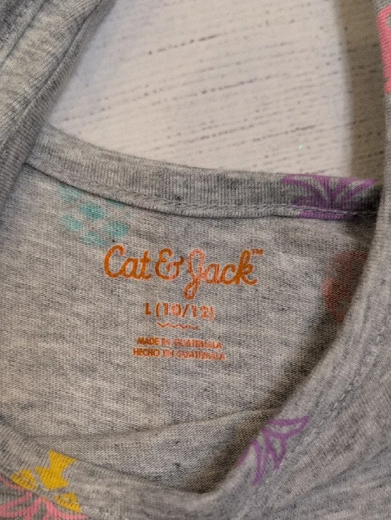 Cat & Jack Gray Tank Top with Multicolor Pineapple Print and Ruffle Hem - Picture 3 of 5